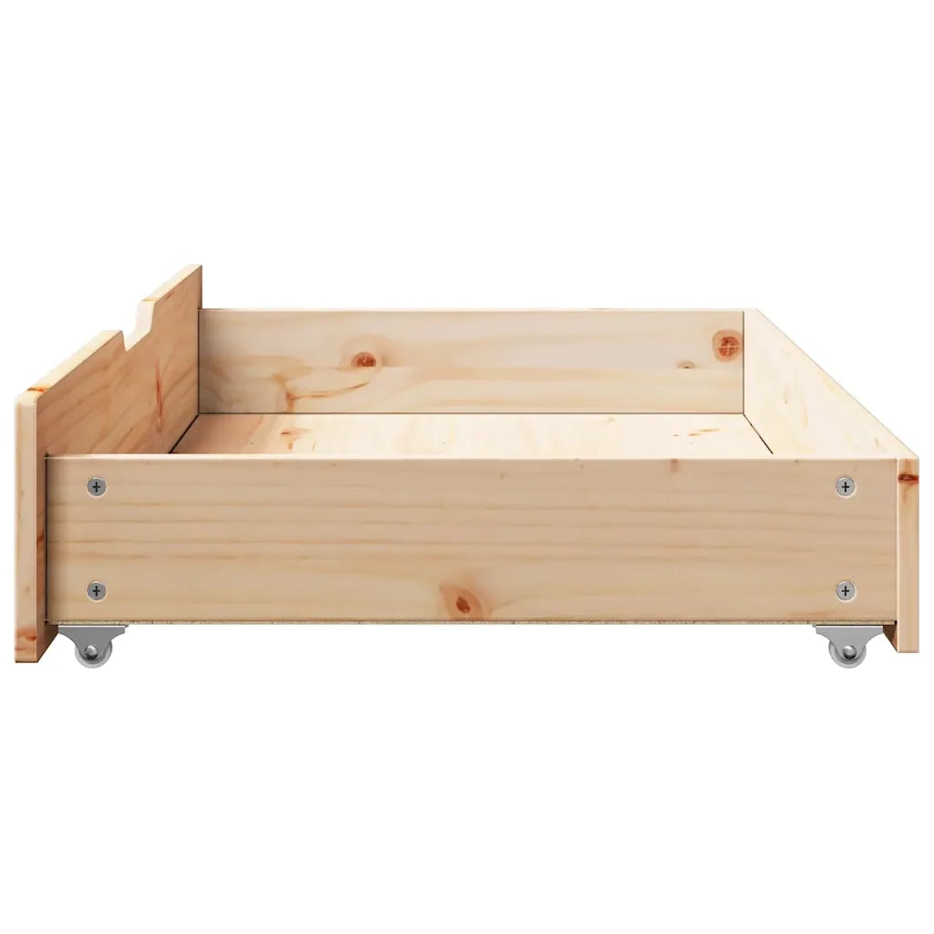 Cassettoni Letto con Ruote 2 pz 90x55x17 cm Legno Massello Pino