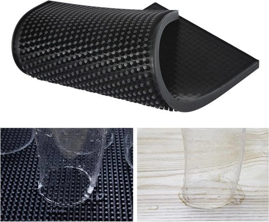 Matrice di assorbimento in gomma 30 x 15 x 1 cm - supporto antiscivolo - nero - per servizio e bicchieri