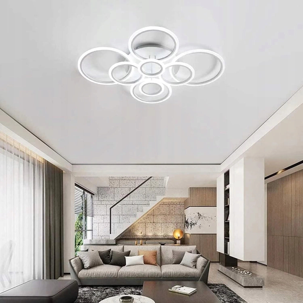 Lampada da soffitto LED bianca 8 anelli Vargo