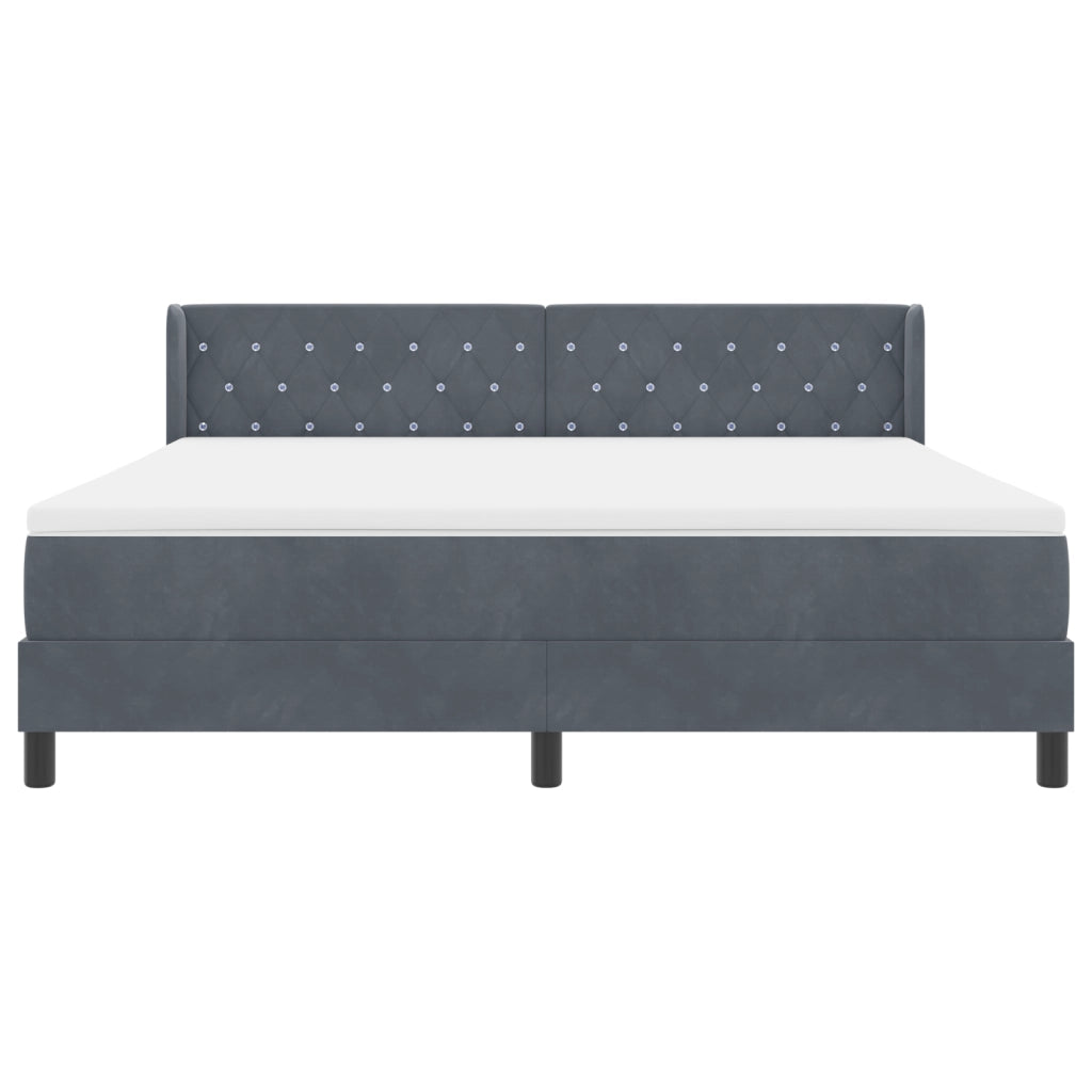 Letto con Box Spring e Materasso Grigio Scuro 180x200 cm Velluto