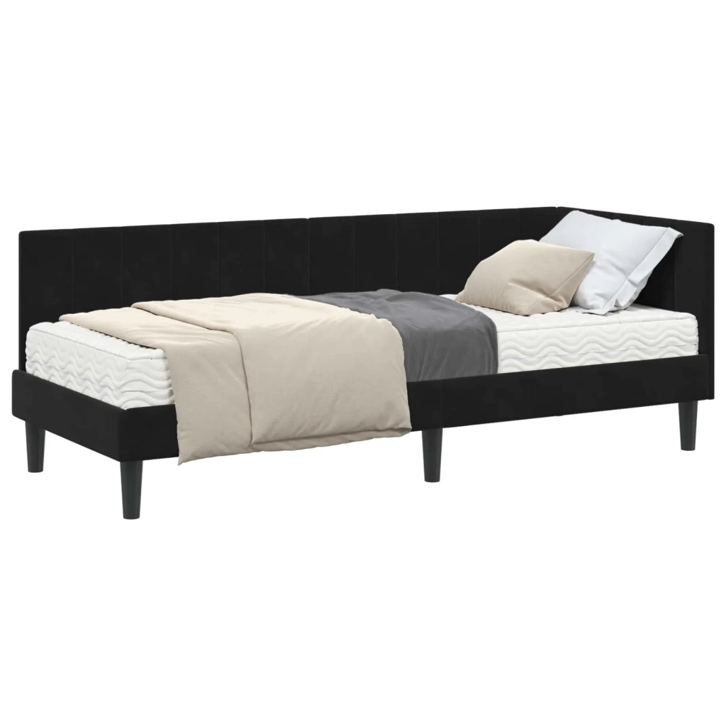 Struttura Letto Angolare con Materasso 2 pcs Nero Velluto
