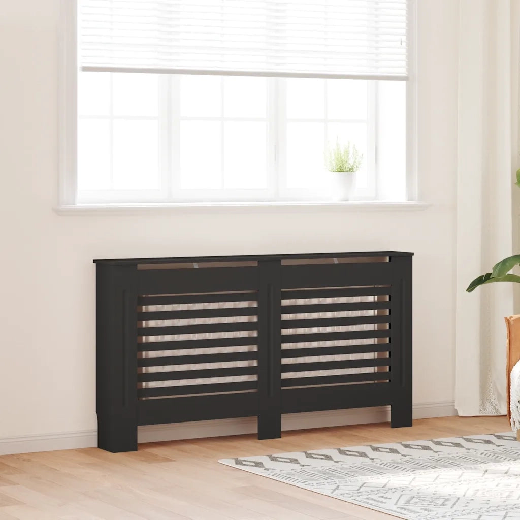 Copertura per Radiatore Nera 152x19x81,5 cm in MDF 288186