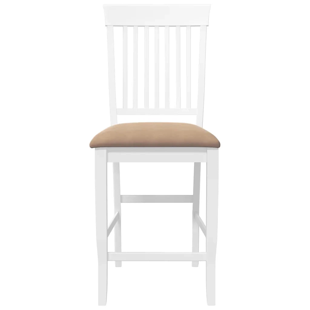 vidaXL Sgabelli da Bar con Cuscini 2 pz Bianco Legno Massello di Hevea