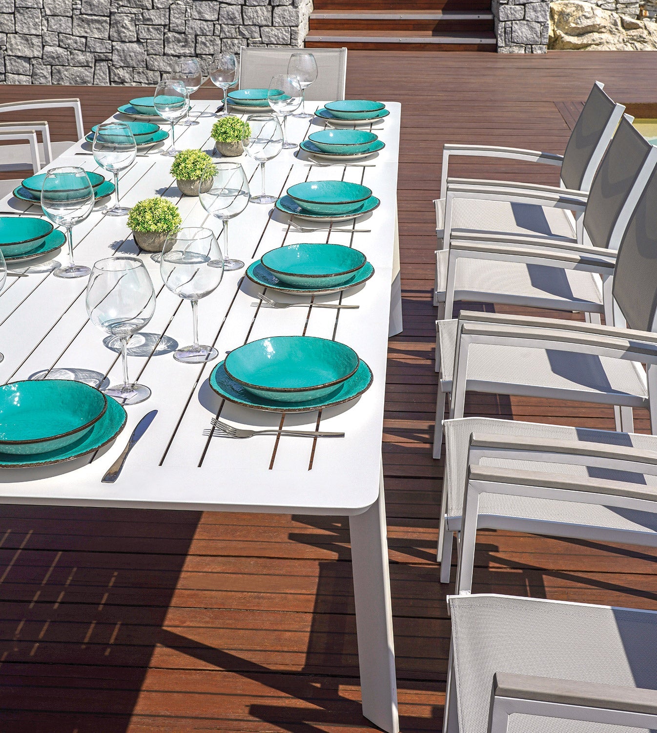 Tavolo Allungabile da Giardino 200/300x102x75 cm Porto Ercole in Alluminio Bianco