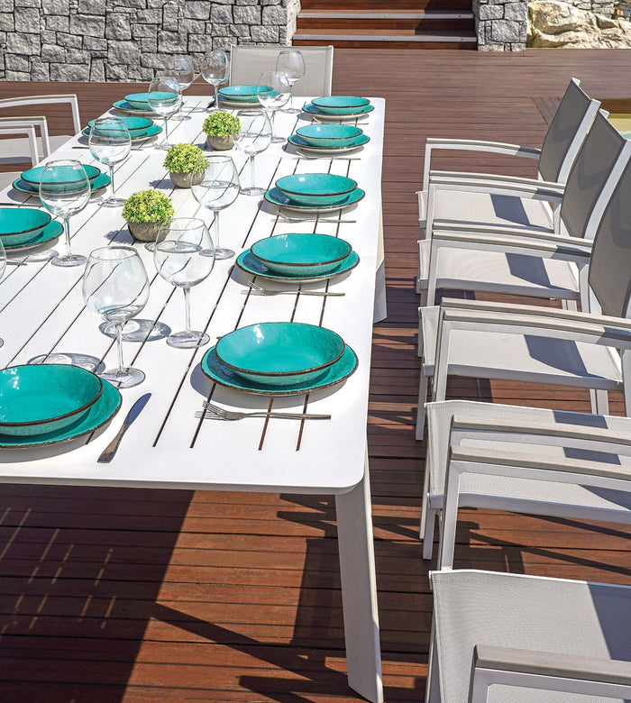 Tavolo Allungabile da Giardino 200/300x102x75 cm Porto Ercole in Alluminio Bianco