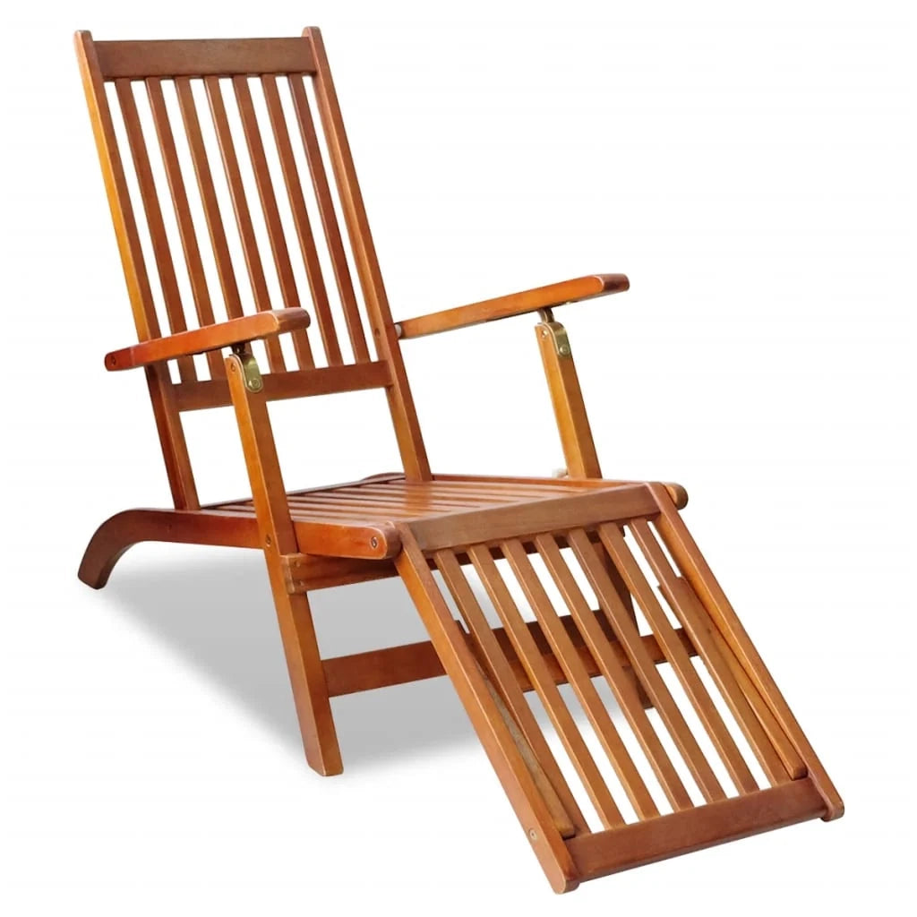 Lettino prendisole sedia a sdraio lettino prendisole letto da giardino mobili da esterno per patio con poggiapiedi legno massello di acacia 02_0012569