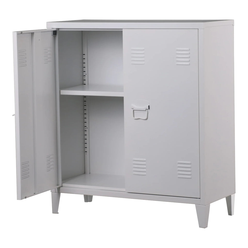 Armadio armadietto per ufficio mobiletto portaoggetti per ufficio officina camera da letto mobiletto per ufficio in metallo con 2 ante 90 x 80 x 33 cm bianco 03_0006336