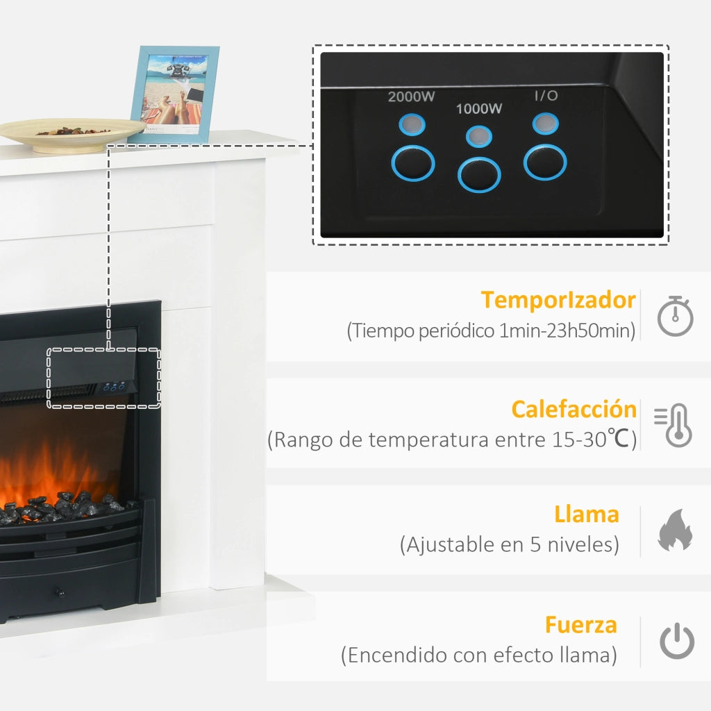 Caminetto Elettrico Decorativo ¨C Zephmum ¨C Bianco 102x30x95cm