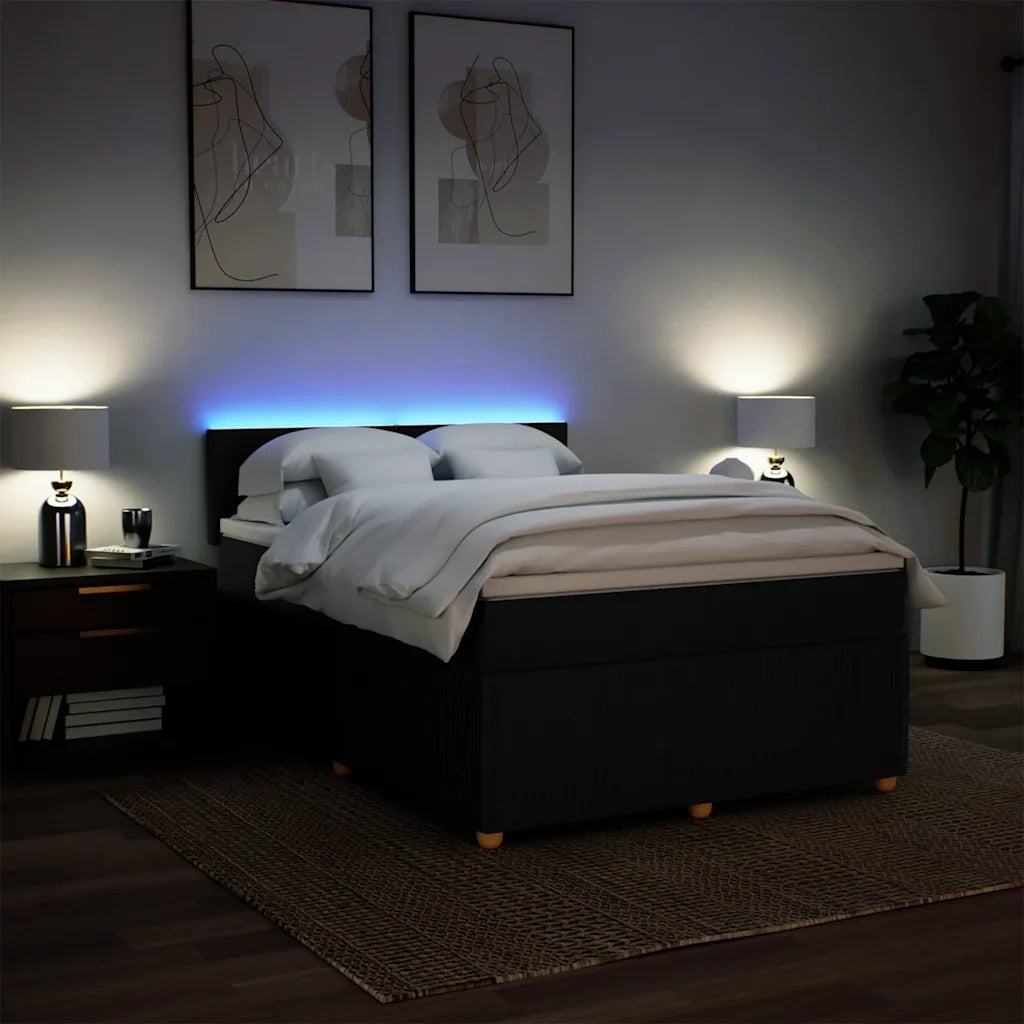Giroletto a Molle con Materasso Nero 140x190 cm in Tessuto