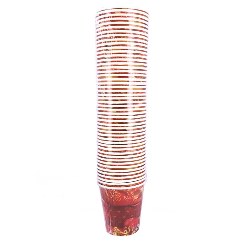 BICCHIERI DI CARTA DI NATALE COLORE ROSSO CON MOTIVO NATALIZIO 200PZ 200CC