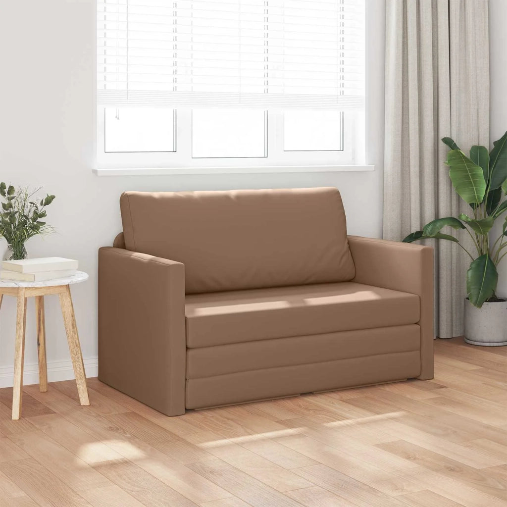 Divano letto | Sof¨¤ letto | Letto singolo Cappuccino 124 x 71 x 78 cm Pelle Artificiale