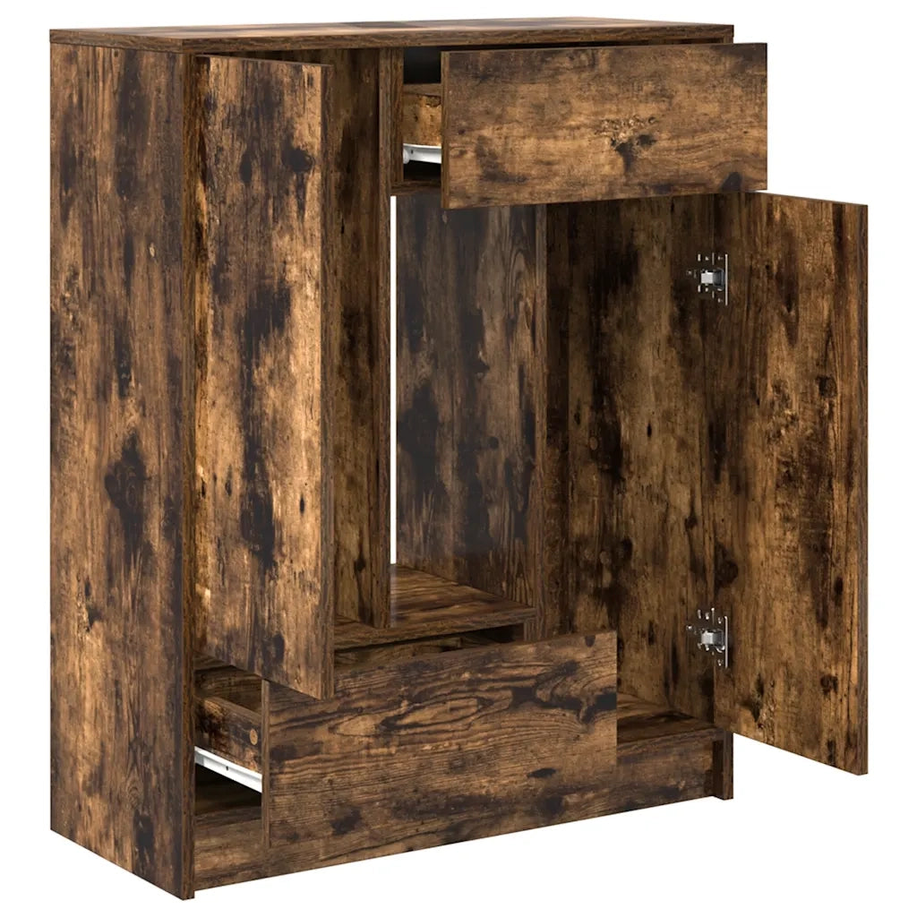 Credenza con Cassetti e Ante-Buffet-Armadio da cucina Rovere Fumo 73x31x90 cm