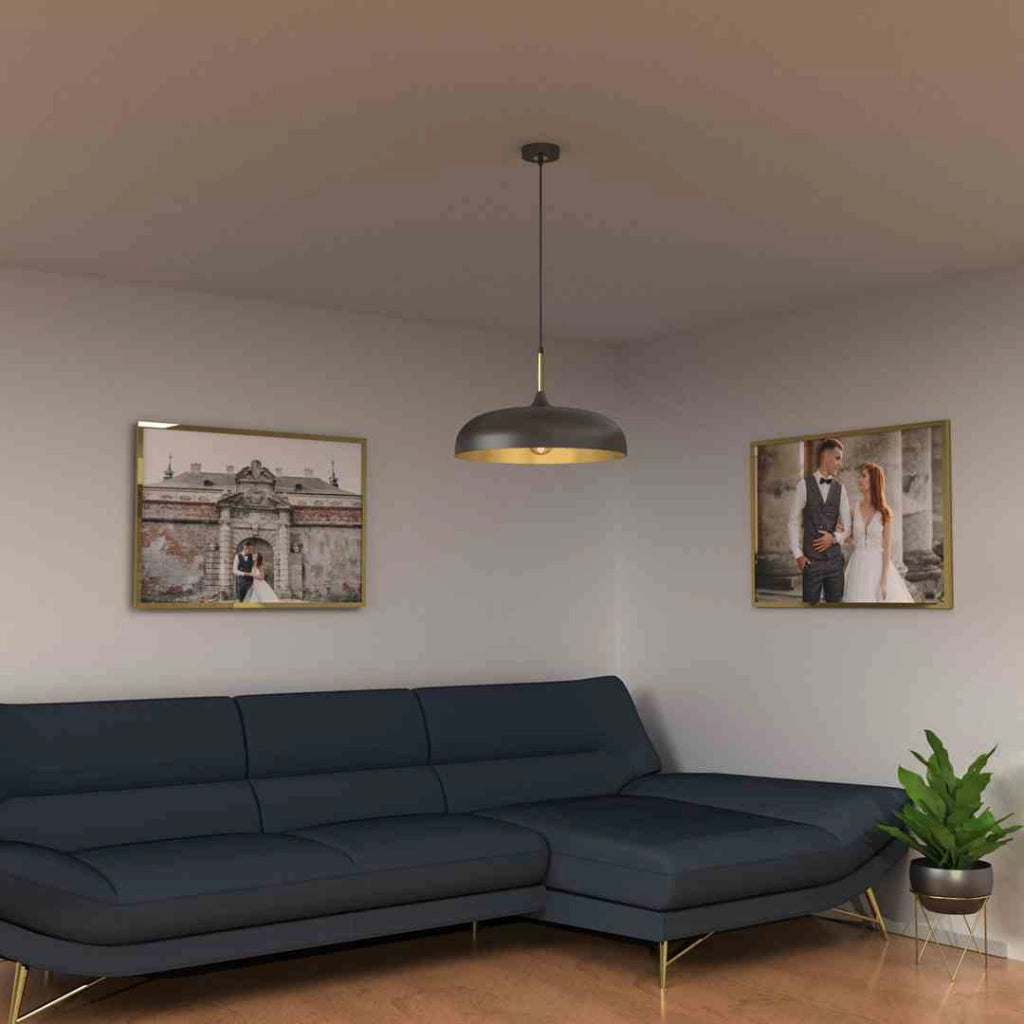Lampadario sospeso Milagro Lincoln nero/oro Ø45 E27