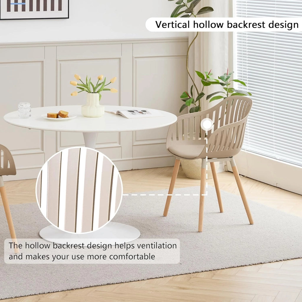 GrandCA HOME Set di 8 Sedie da Pranzo Moderne, Sedie da Cucina con Braccioli e Cuscini di Seduta, Schienale Verticale Cavo e Gambe in Legno per Soggiorno, Balcone, Ufficio - Cachi-mt