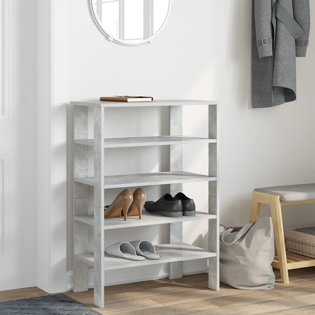 Scarpiera-Scaffale per scarpe Grigio Cemento 61x32x87,5 cm in Legno Multistrato