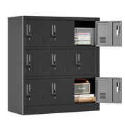 Armadio metallo 9 ante ¨C zephmum ¨C nero 100x90x40 cm