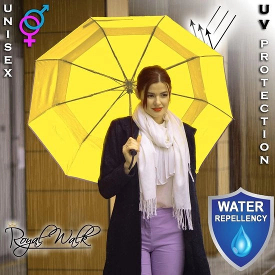 Paraplu da storm automatico apertura e chiusura impermeabile doppia copertura piccola e stabile con riflessi e manico in legno di alta qualità per uomo e donna