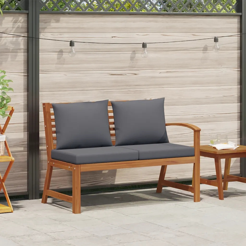 Panca da Giardino 114,5cm con Cuscino Grigio Massello di Acacia cod mxl 78623