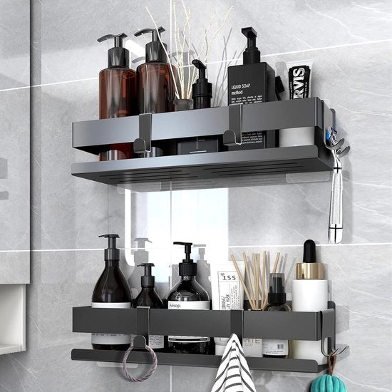 Pannello per doccia con ripiano per spezie, mensola angolare per bagno cucina, 30 x 9 x 7 cm