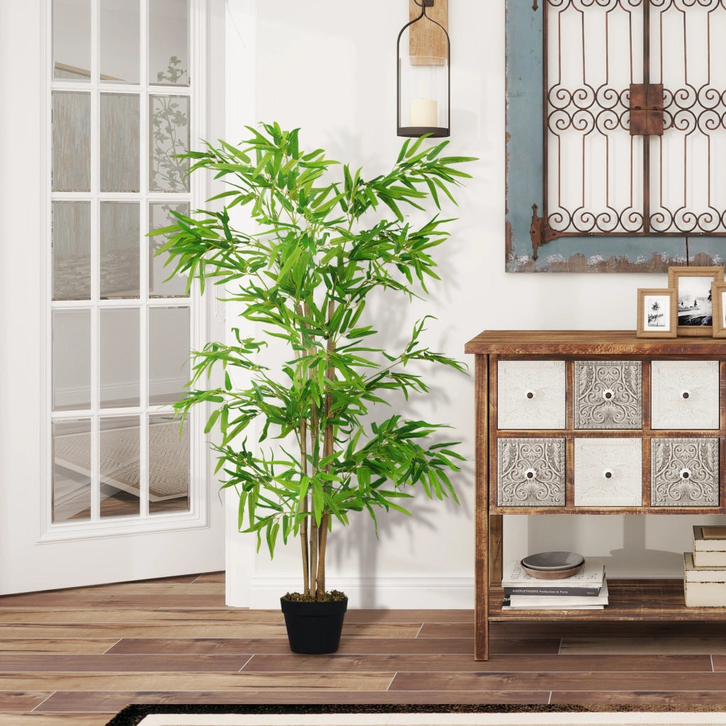 Bamb¨´ Artificiale ¨C Zephmum ¨C Verde 120cm con Vaso