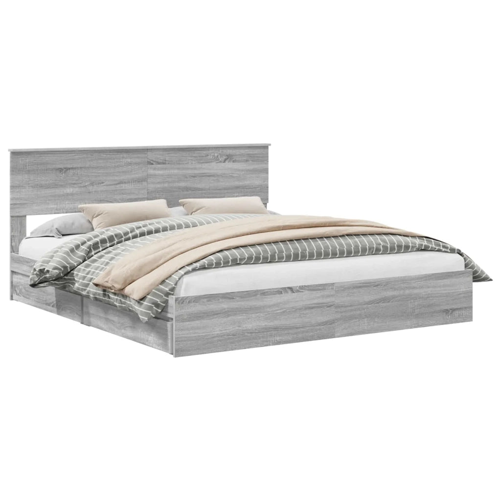 Letto con Contenitore con testiera Grigio Sonoma 180 x 200 cm