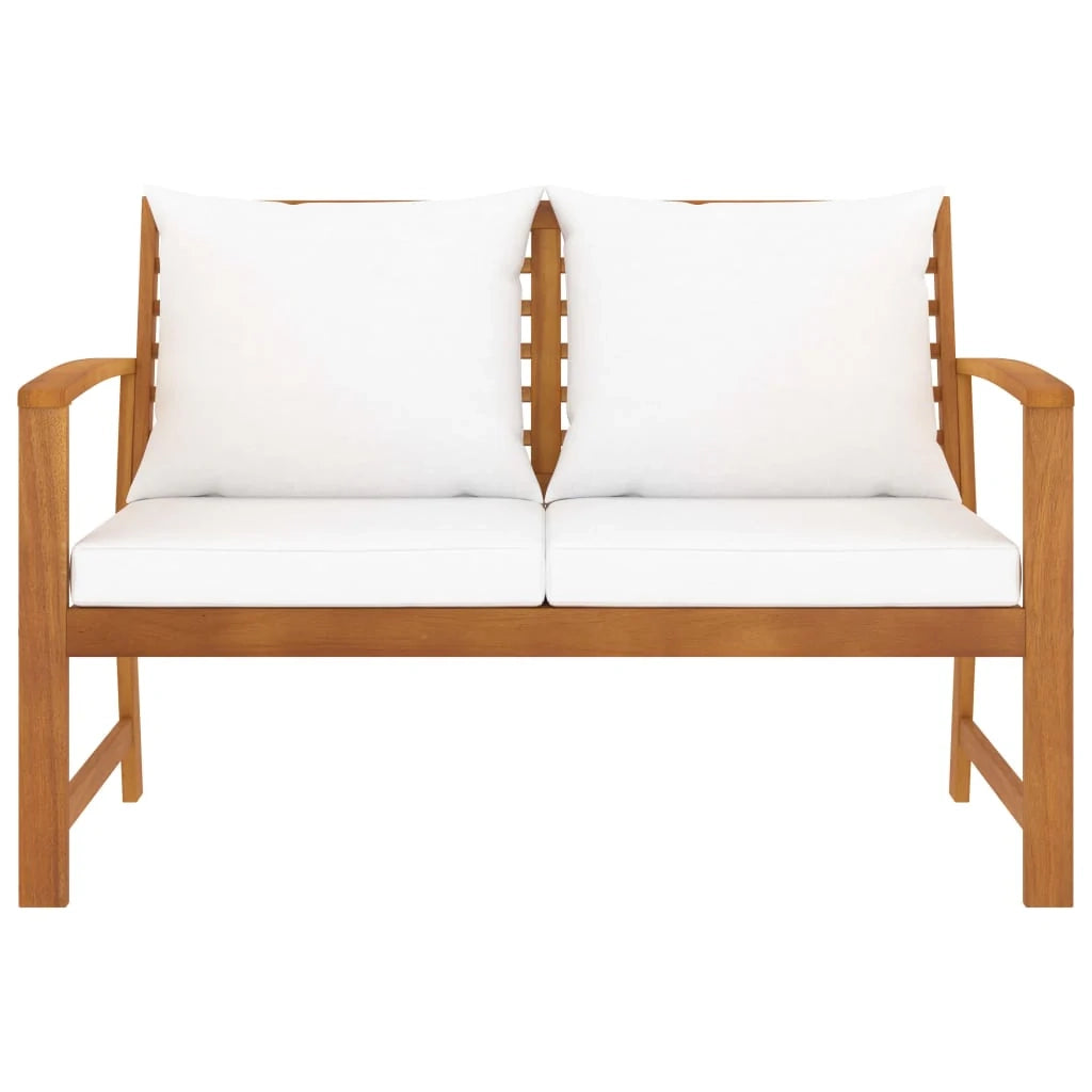 Panca da giardino mobili da esterno per patio mobili da terrazza con cuscino color crema 120 cm legno massello di acacia 02_0011502