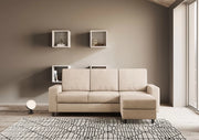 Divano sakar 3 posti (tre sedute da 60cm) + pouf misure esterne l.208 p.155 | beige - Mobili 2G