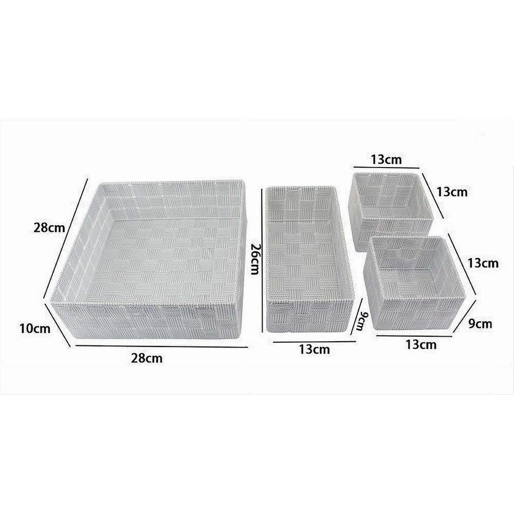 Trade Shop - Set 4pz Contenitori Grigio Chiaro Scatola In Tessuto Organizer Portaoggetti 79060 -