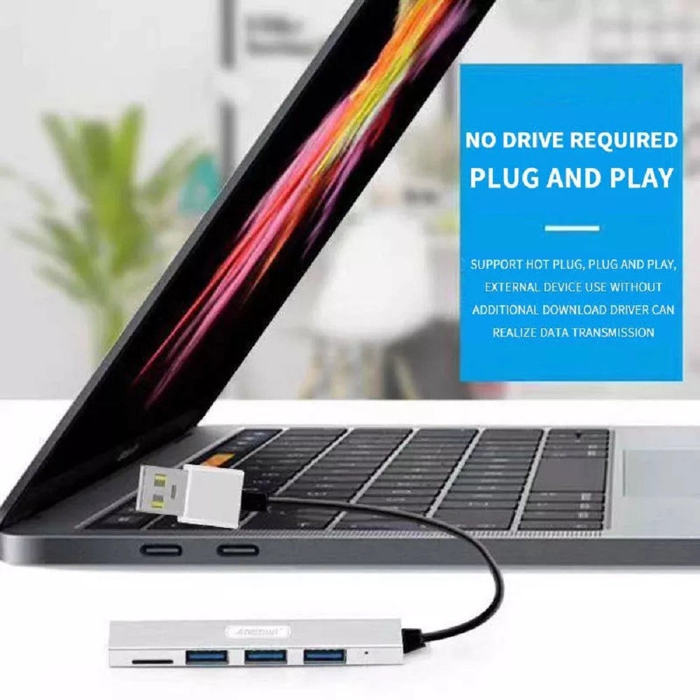 Trade Shop - Hub Usb 3 Porte Usb3.0 + 1 Slot Micro Sd Portatile Dissipazione Del Calore Q-t89 -