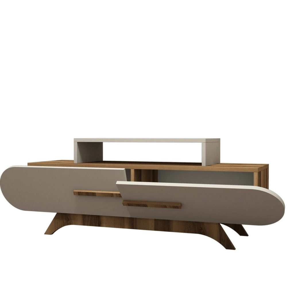 Nesatm, Mobile Porta tv un Ripiano, 145x37x50h cm Marrone Noce