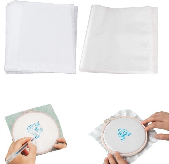 Papier di trasferimento per tessuti 4 pezzi - Panno di trasferimento - Papier per trasferimento di disegni - Carta idrosolubile - Prodotto per DIY - Panno per ricamo - Panno per ricamo da trasferire