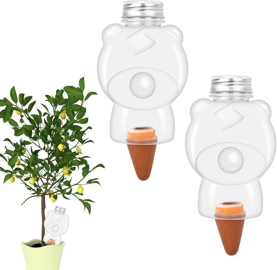 Dispensatore automatico d'acqua per piante - 2 pezzi Irrigazione automatica in stile orso - Apparecchio di autoirrigazione in terracotta per interni ed esterni