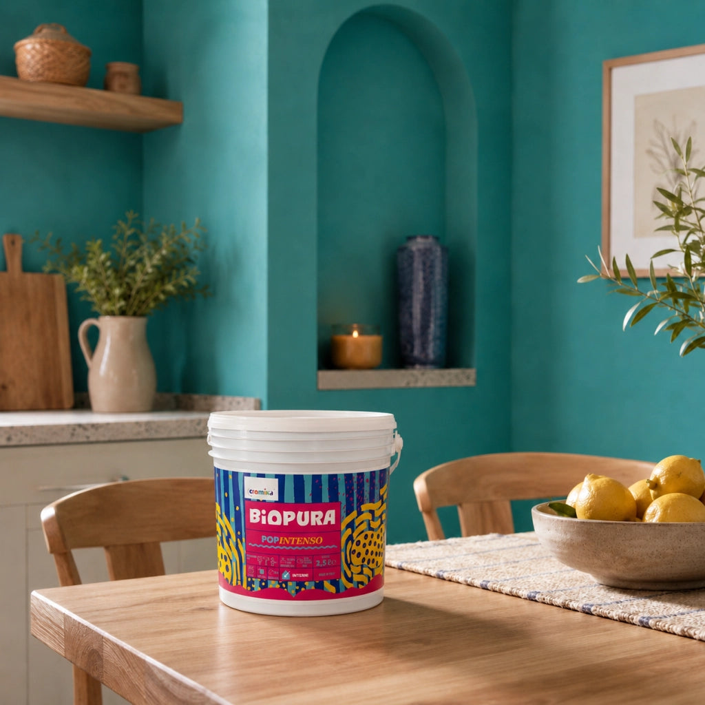 Popintenso palestra e decori interni pittura murale lavabile e coprente cromika *** formato 2.5 lt, colore- azzurro g...