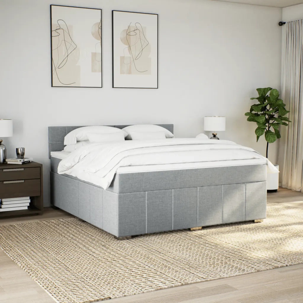 Giroletto a Molle con Materasso Grigio Chiaro180x200 cm Tessuto