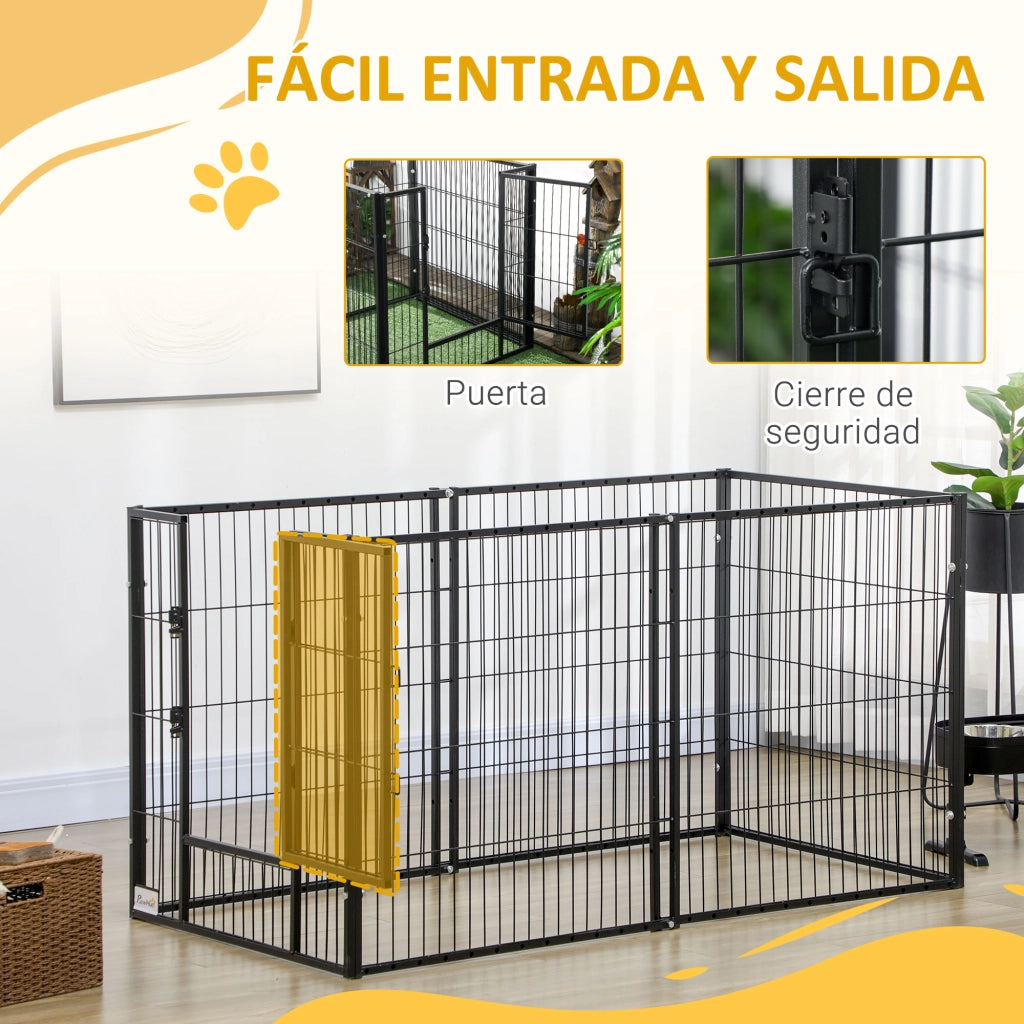 Recinto per Cani Aggiustabile ¨C zephmum ¨C Grigio 6 Pannelli 82.5-150x79x81 cm