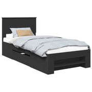 Letto singolo | Letto per adulti | Struttura del letto Nero 80 x 200 cm Legno multistrato