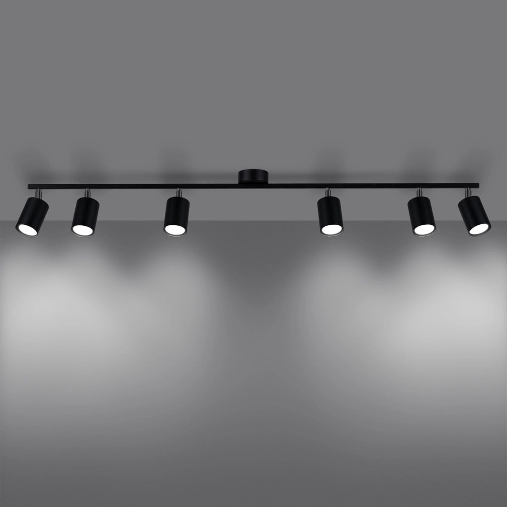 Spot soffitto moderno 6 luci nero GU10 Pure Lume Fjello