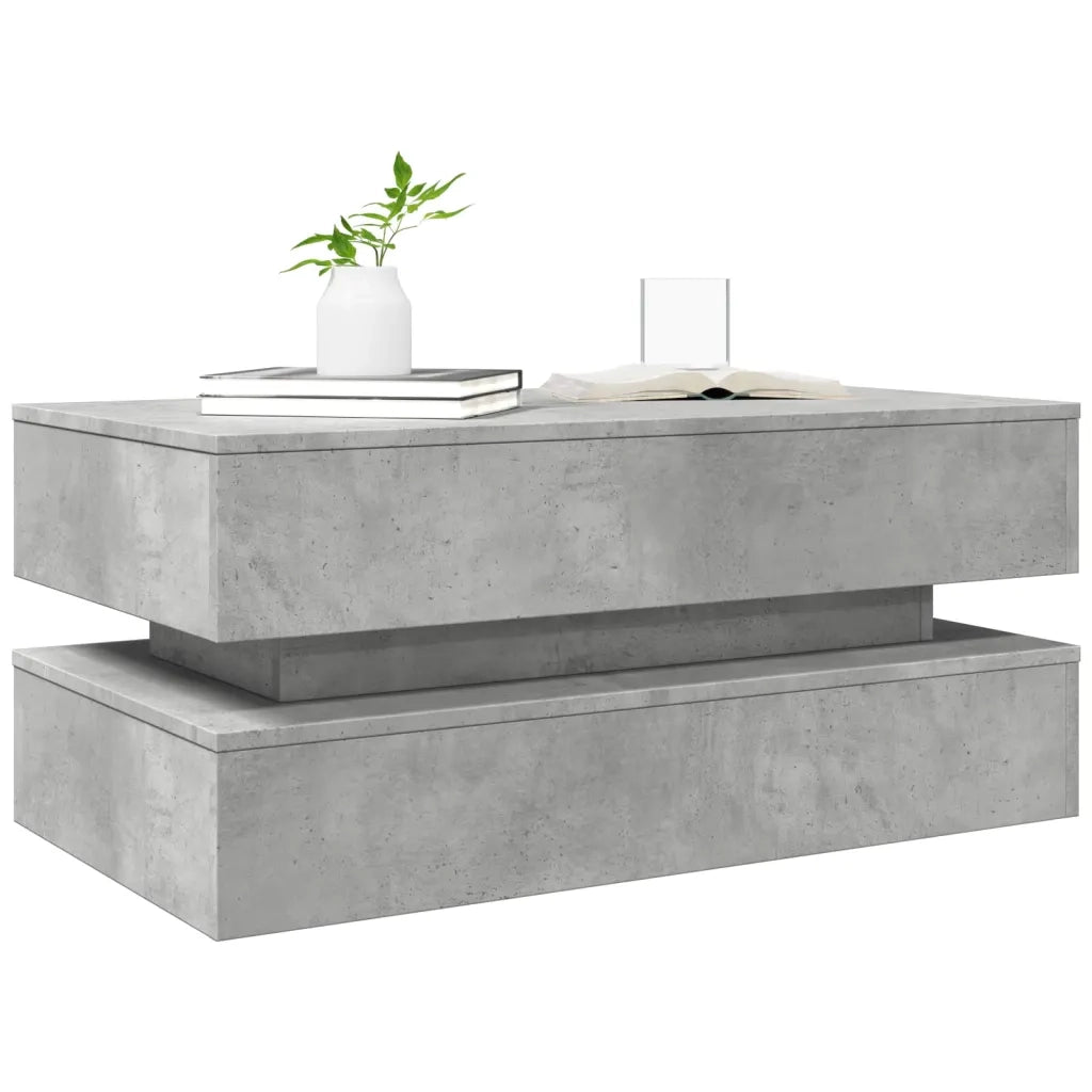 Tavolino da salotto | Tavolino da caff¨¨ | Tavolino da Soggiorno con Luci LED Grigio Cemento 90x50x40 cm