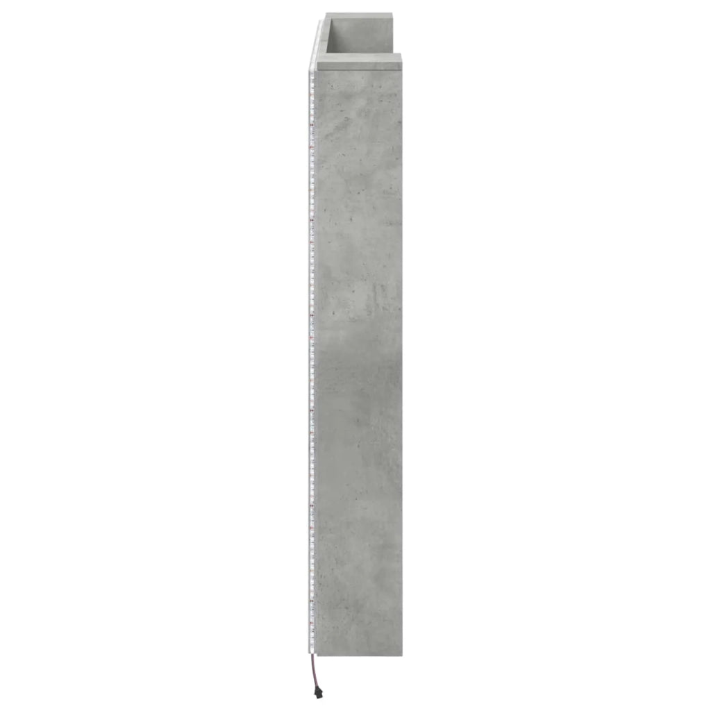 Testata con Mobile e LED Calcestruzzo 140 x 16,5 x 103,5 cm