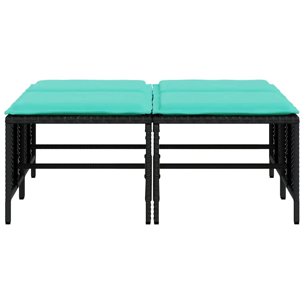 Sgabelli da giardino con Cuscini 4 pz in Polyrattan Nero 368370