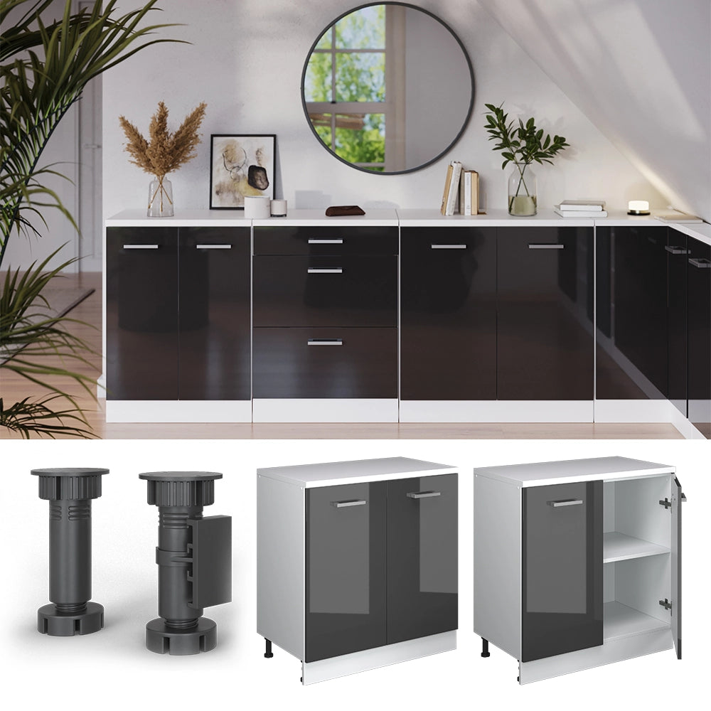 Mobile per mansarda Rion Antracite lucido/Bianco 80 x 83.8 cm senza inclinazione con 2 ante Vicco