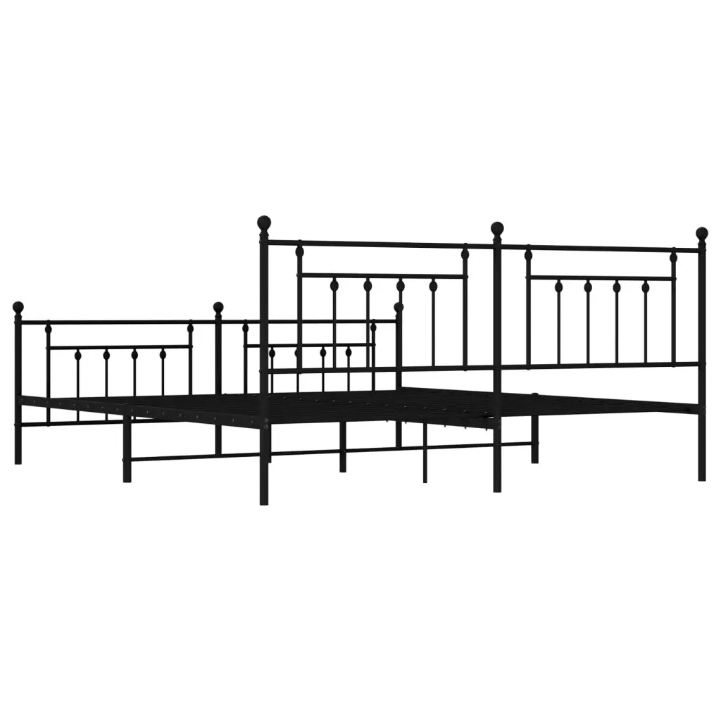 Giroletto con Testiera e Pediera Metallo Nero 200x200 cm