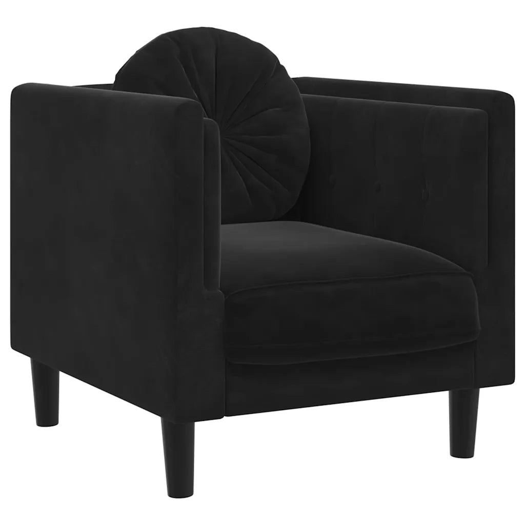 Divano Sedia-Poltrona con Cuscino Nero in Velluto