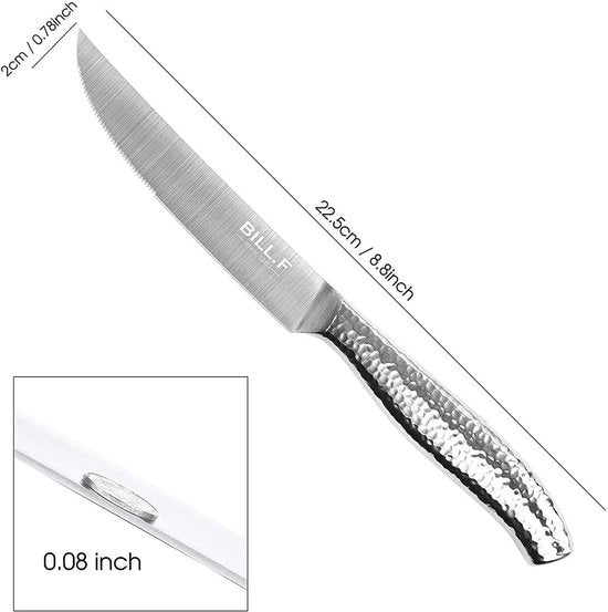 Set di coltelli da carne 4 pezzi - 4,5 pollici - Lame a rilievo - Acciaio inossidabile di alta qualità - Manico comodo - Design elegante
