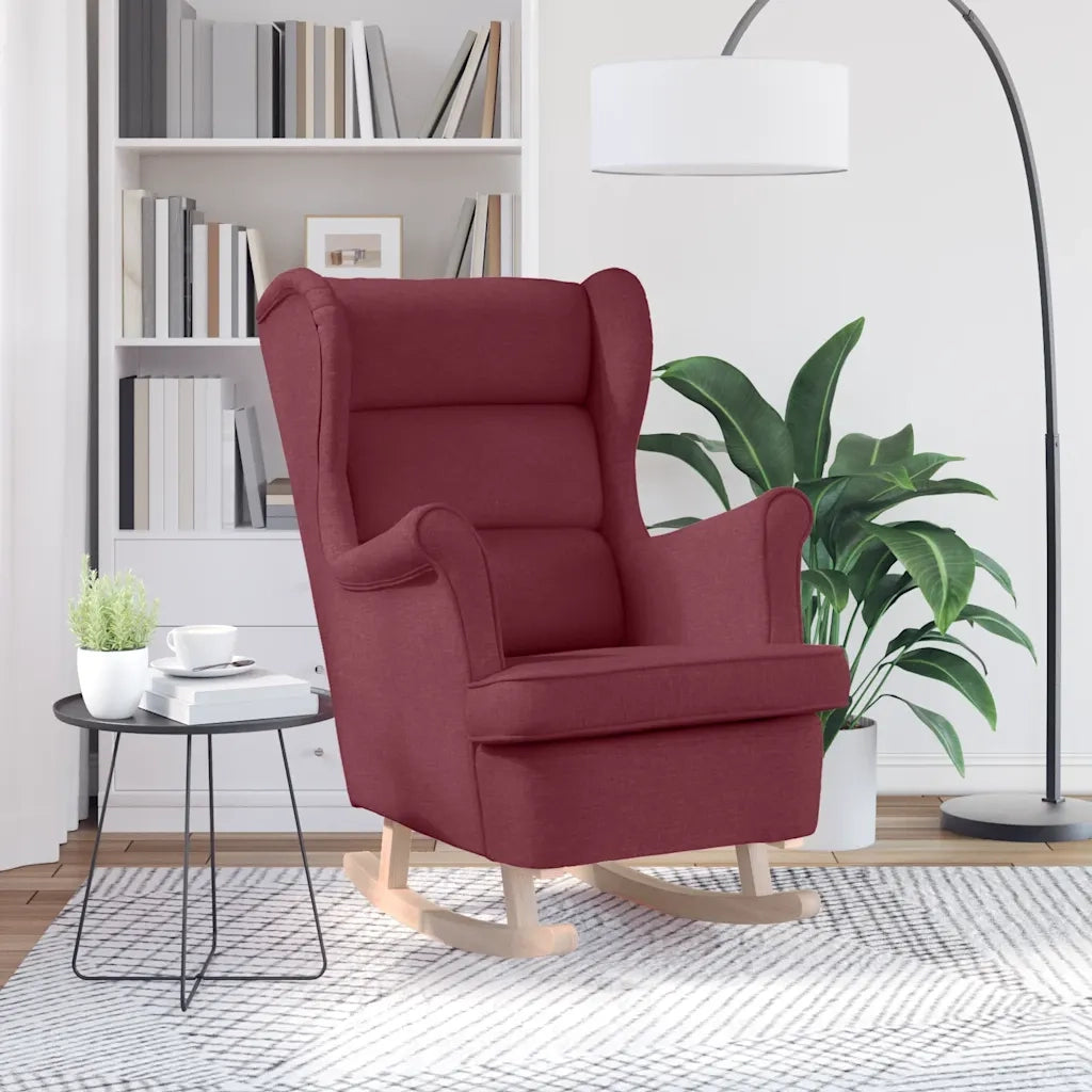 vidaXL Sedia a Dondolo Rosso Vino 74x90x102 cm in Tessuto