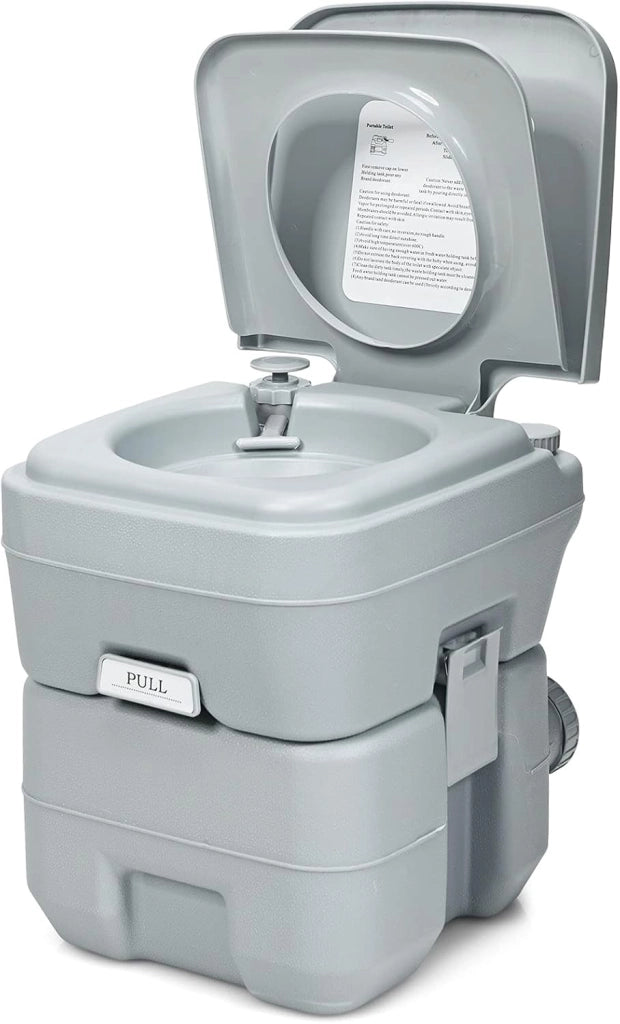 GIANTEX WC portatile da campeggio con serbatoio d'acqua dolce 12 litri e serbatoio dell'acqua di scarico 20 l, smontabile, interno ed esterno per campeggio pesca viaggio barca (grigio)