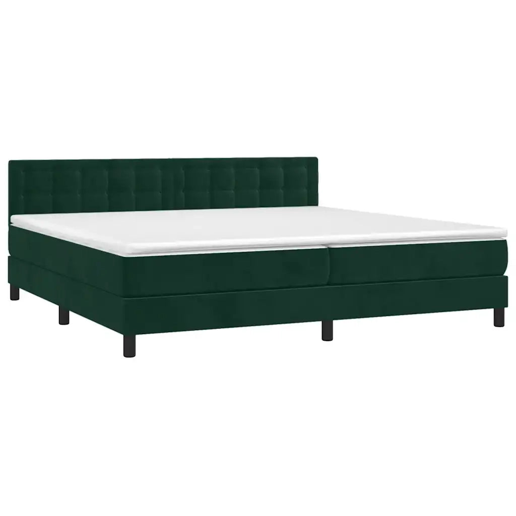 Giroletto a Molle con Materasso Verde Scuro 200x200 cm Vellutocod mxl 75666