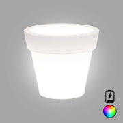 Vaso luminoso moderno di design Ø80 H70 in polimero resistente con LED multicolor con bateria per interno ed esterno - Made in Italy - Monacis
