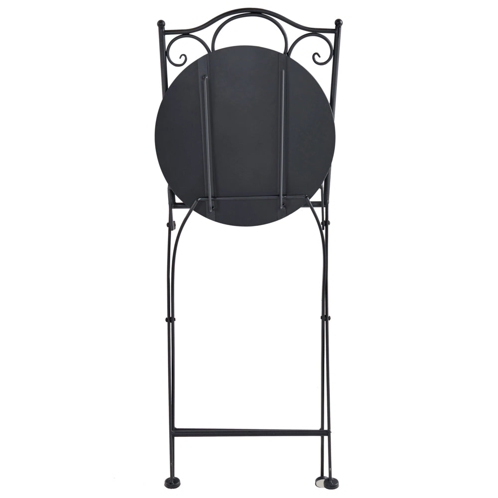 Set da giardino per esterni in metallo nero con struttura in ferro e piano effetto terrazzo stile vintage per esterni