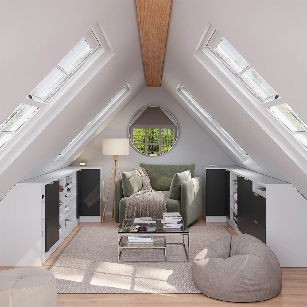 Mobile sottotetto Rion Antracite-oro/Bianco 80 x 83.8 cm con 2 porte, carcassa 60 cm profondità Vicco